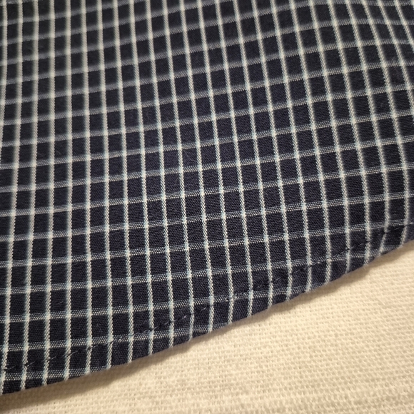 Roundtree & Yorke men's 4XT blue & white grid print short sleeve shirt, EUC - Picture 2 of 7